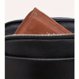 Women'S Genuine Leather Crossbody Bag - Large Capacity Retro Square Handbag with Detachable Strap, Golden-Tone Hardware & Zipper Closure, Elegant White/Black/Coffee/Green/Blue 