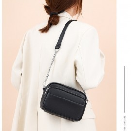 Women'S Genuine Leather Crossbody Bag - Large Capacity Retro Square Handbag with Detachable Strap, Golden-Tone Hardware & Zipper Closure, Elegant White/Black/Coffee/Green/Blue 