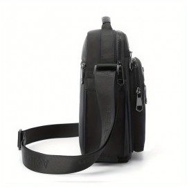 [Casual Crossbody Bag] Large Capacity Men's Casual Oxford Cloth Crossbody Bag | Adjustable Strap, Zippered Pockets, Durable Black Shoulder Bag for Everyday Use