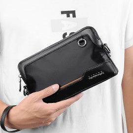 Men'S Premium Oxford Fabric Crossbody Bag with Adjustable Strap - Multi-Compartment Casual Shoulder Bag for Everyday Commute & Outings, Royal Blue with Orange Accents