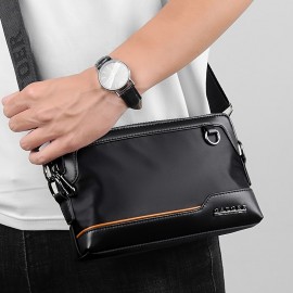 Men'S Premium Oxford Fabric Crossbody Bag with Adjustable Strap - Multi-Compartment Casual Shoulder Bag for Everyday Commute & Outings, Royal Blue with Orange Accents