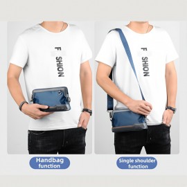 Men'S Premium Oxford Fabric Crossbody Bag with Adjustable Strap - Multi-Compartment Casual Shoulder Bag for Everyday Commute & Outings, Royal Blue with Orange Accents