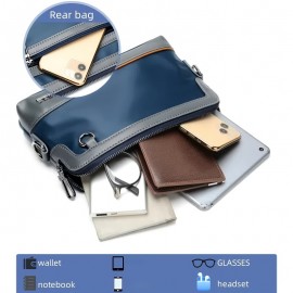 Men'S Premium Oxford Fabric Crossbody Bag with Adjustable Strap - Multi-Compartment Casual Shoulder Bag for Everyday Commute & Outings, Royal Blue with Orange Accents