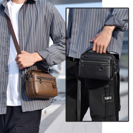 Men'S Minimalist Shoulder Bag, Black Crossbody Messenger Handbag with Adjustable Strap for Daily Commute, No Wash, No Print Design