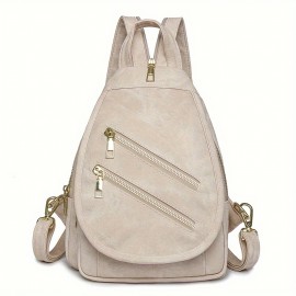 Vintage-Inspired Blue PU Backpack with Adjustable Straps & Multiple Pockets - Durable Everyday Use, Hand Washable Lining, Zipper Closure, Everyday Backpack|Vintageinspired Backpack|Durable Backpack