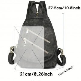 Vintage-Inspired Blue PU Backpack with Adjustable Straps & Multiple Pockets - Durable Everyday Use, Hand Washable Lining, Zipper Closure, Everyday Backpack|Vintageinspired Backpack|Durable Backpack