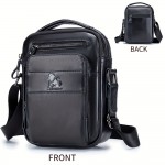 Double-layer business crossbody bag, portable shoulder bag casual bag, unisex Genuine Leather crossbody, top layer Genuine Leather square bag, Genuine Leather single-shoulder handbag