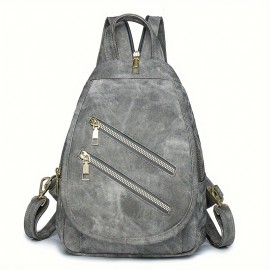 Vintage-Inspired Blue PU Backpack with Adjustable Straps & Multiple Pockets - Durable Everyday Use, Hand Washable Lining, Zipper Closure, Everyday Backpack|Vintageinspired Backpack|Durable Backpack